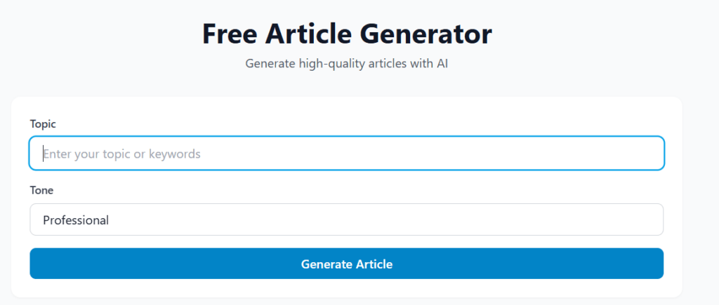 Free AI article generator